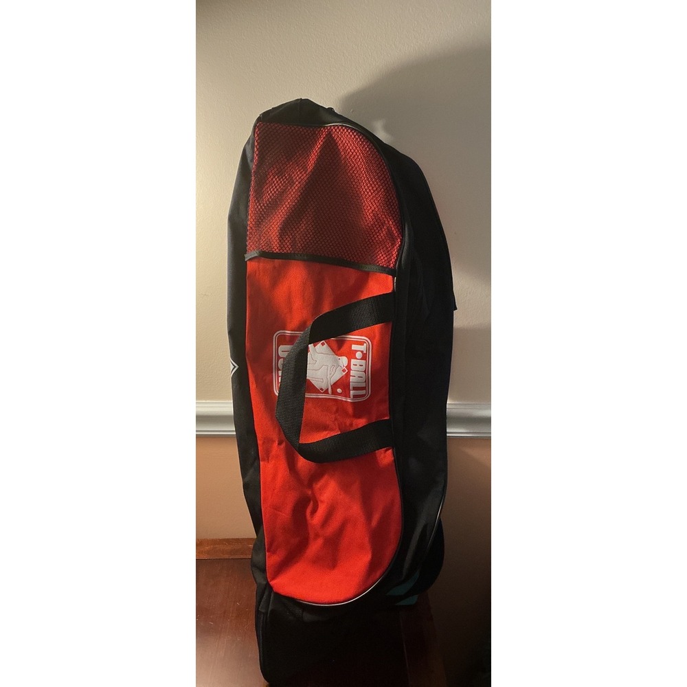 T-Ball USA Baseball Equipment Bag Red Black Canvas Duffel Youth Sports Gear Bag